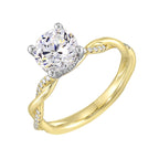 14Kt White Yellow Semi Mount 1/10Ctw For 1 1/2Ctw Round Center