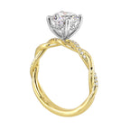 14Kt White Yellow Semi Mount 1/10Ctw For 1 1/2Ctw Round Center