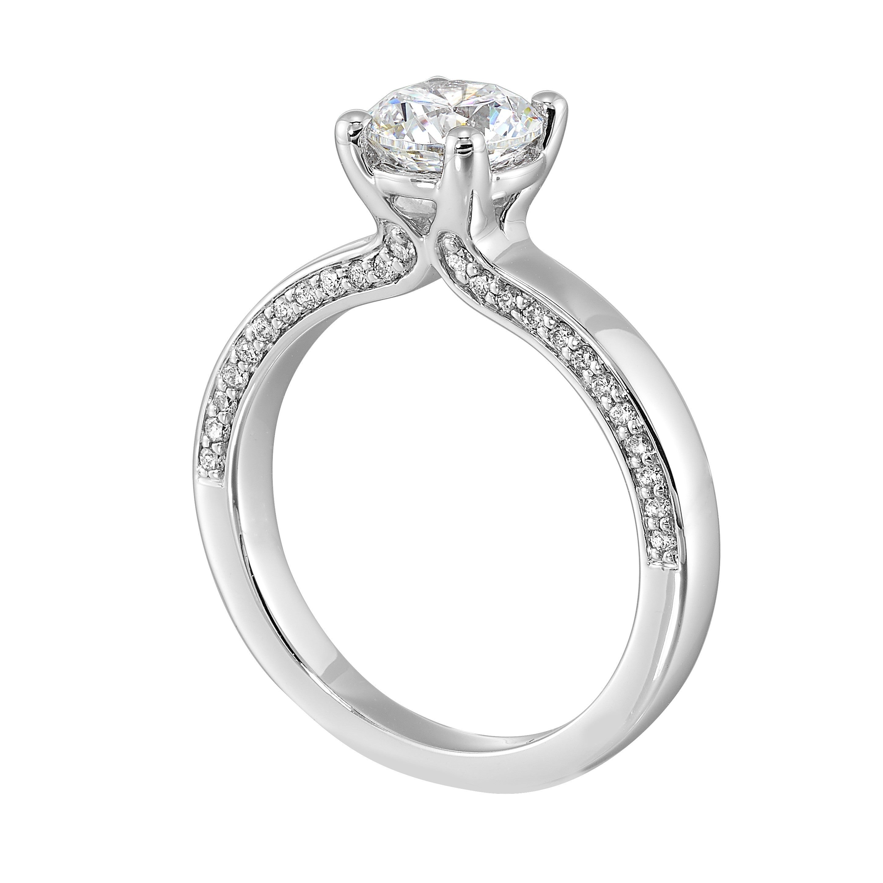 14Kt White Semi Mount 1/4Ctw For 1Ct Round Center