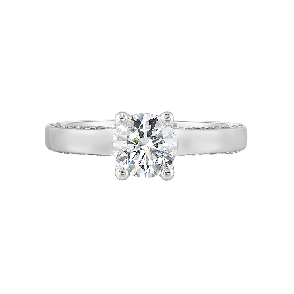 14Kt White Semi Mount 1/4Ctw For 1Ct Round Center