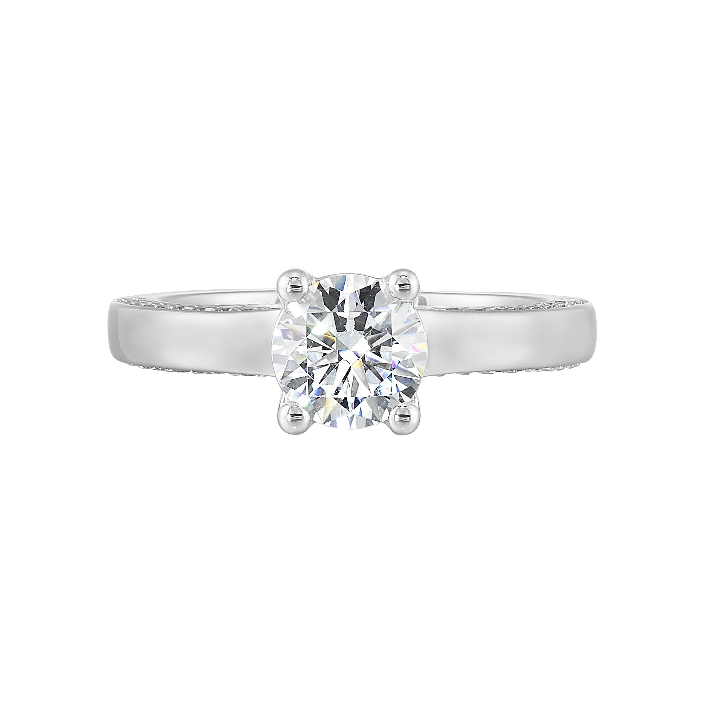 14Kt White Semi Mount 1/4Ctw For 1Ct Round Center