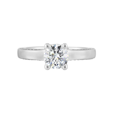 14Kt White Semi Mount 1/4Ctw For 1Ct Round Center