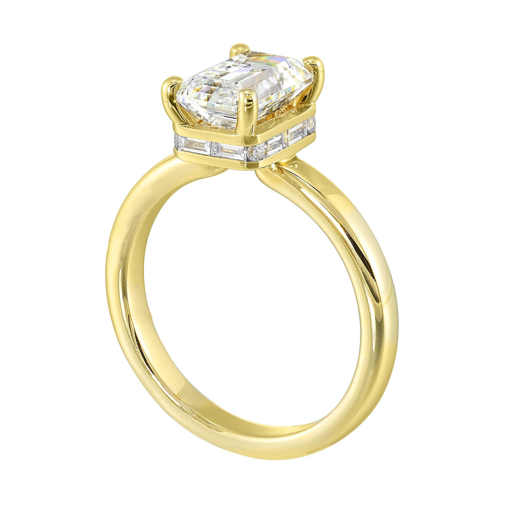 14Kt Yellow Semi Mount 1/4Ctw For 2Ctw Emerald Cut Center