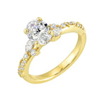 14Kt Yellow Semi Mount 1/4Ctw For 1Ctw Oval Center