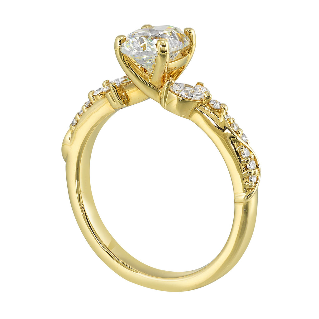 14Kt Yellow Semi Mount 1/4Ctw For 1Ctw Oval Center