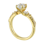 14Kt Yellow Semi Mount 1/4Ctw For 1Ctw Oval Center