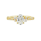 14Kt Yellow Semi Mount 1/4Ctw For 1Ctw Oval Center