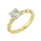 14Kt Yellow Semi Mount 1/4Ctw For 1Ctw Round Center