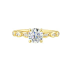 14Kt Yellow Semi Mount 1/4Ctw For 1Ctw Round Center
