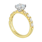 14Kt Yellow Semi Mount 5/6Ctw For 1Ctw Round Center