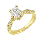 14Kt Yellow Semi Mount 1/3Ctw For 1 1/2Ctw Emerald Cut Center