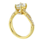 14Kt Yellow Semi Mount 1/3Ctw For 1 1/2Ctw Emerald Cut Center