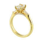 14Kt Yellow Semi Mount 1/3Ctw For 1 1/2Ctw Emerald Cut Center