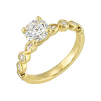 14Kt Yellow Semi Mount 1/3Ctw For 1Ctw Round Center