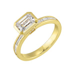 14Kt Yellow Semi Mount 1/2Ctw For 1Ct Emerald Cut Center