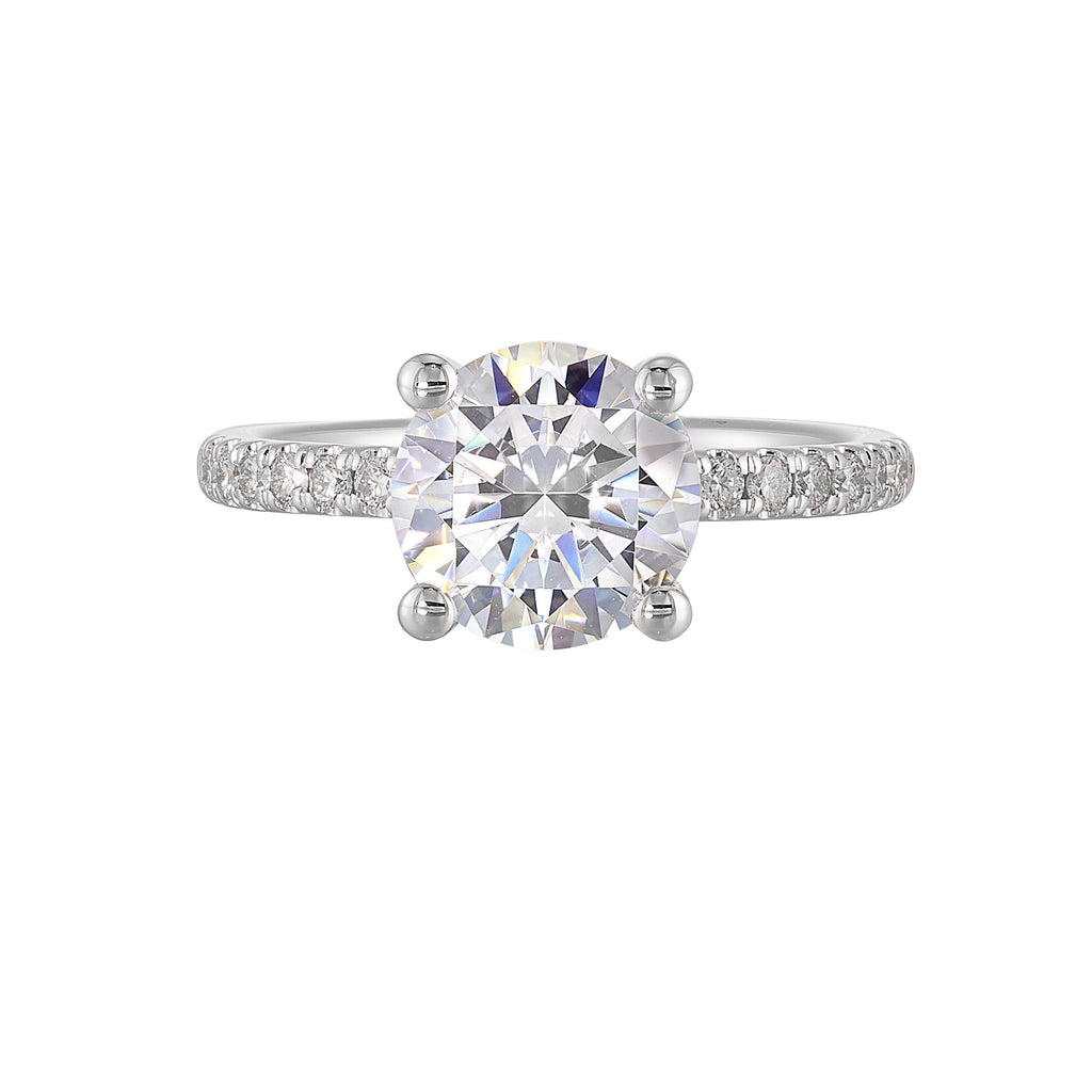 14Kt White Semi Mount 1/5Ctw For 2Ct Round Center