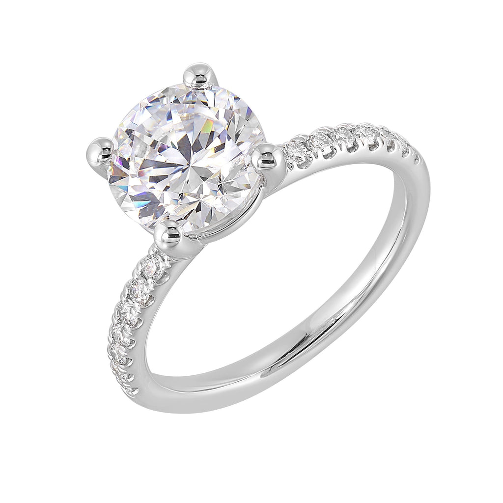 14Kt White Semi Mount 1/5Ctw For 2Ct Round Center
