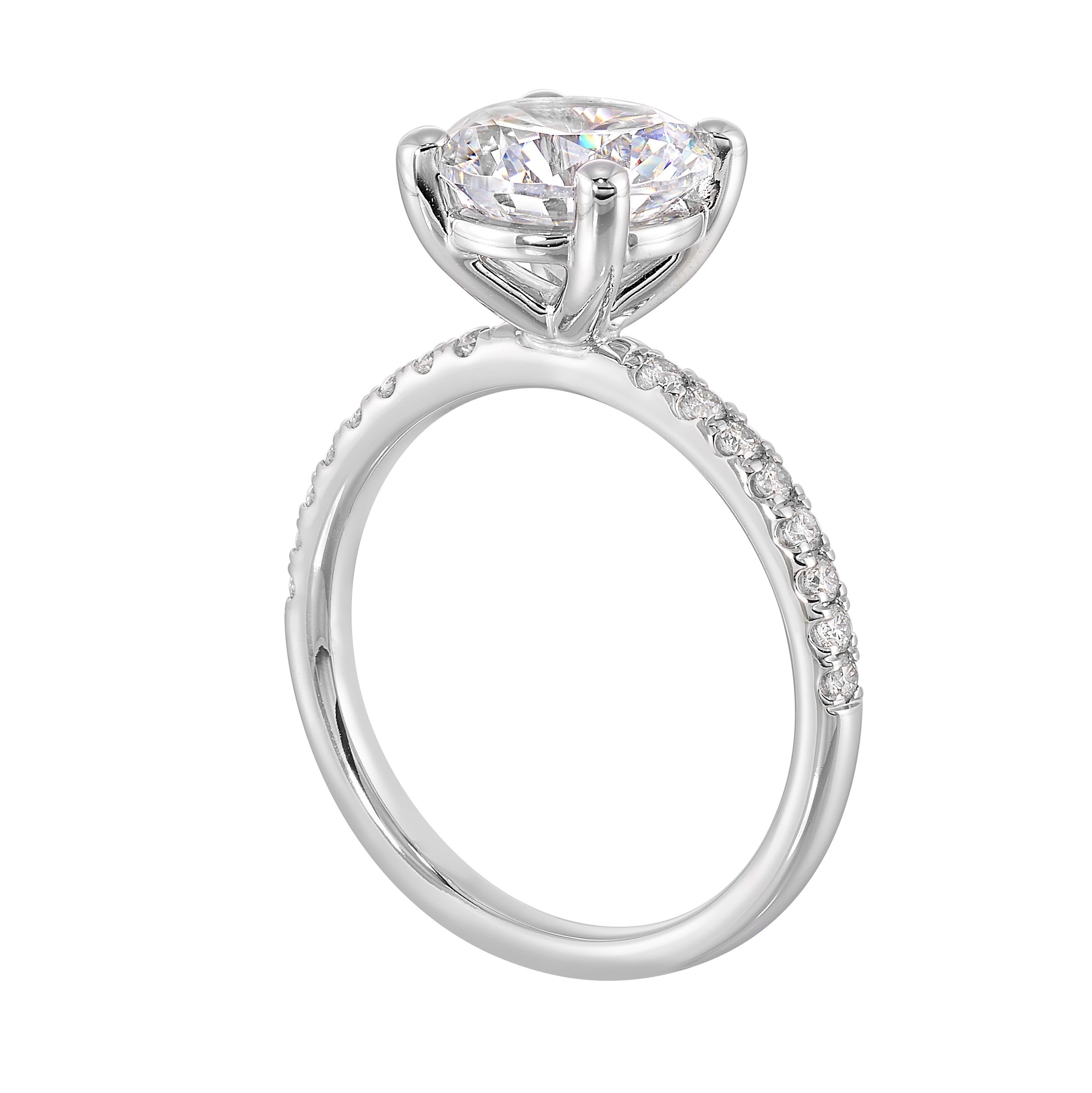 14Kt White Semi Mount 1/5Ctw For 2Ct Round Center