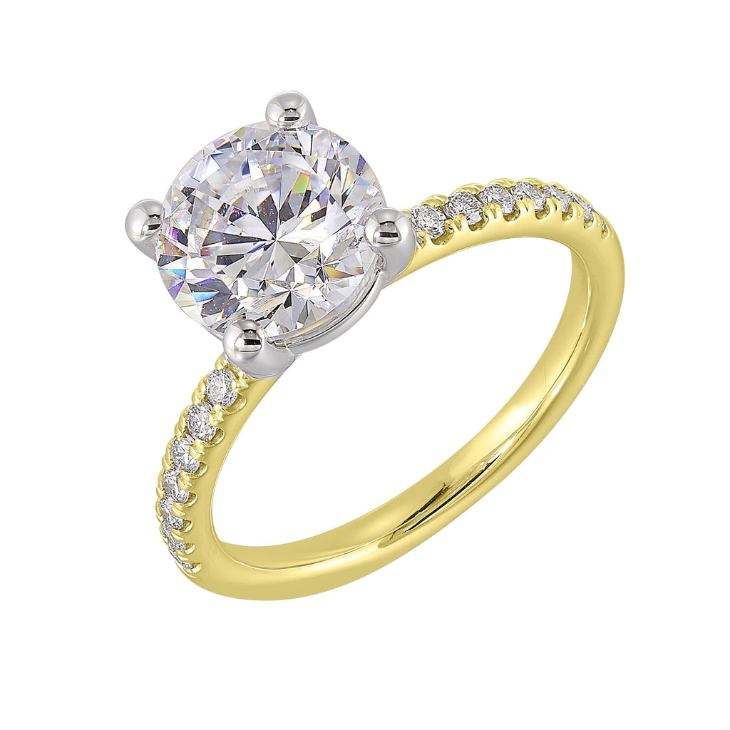14Kt White Yellow Semi Mount 1/5Ctw For 2Ct Round Center