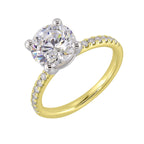 14Kt White Yellow Semi Mount 1/5Ctw For 2Ct Round Center