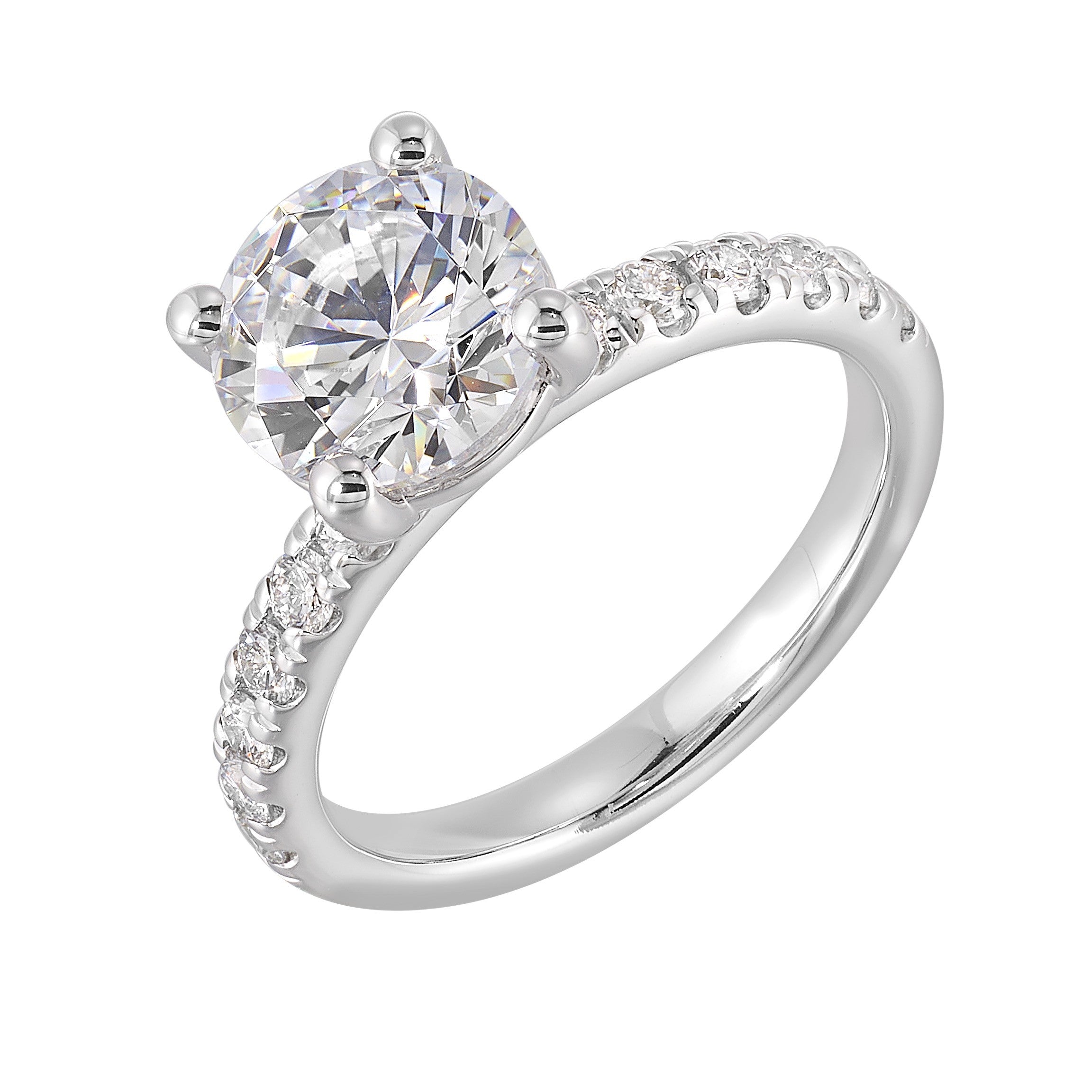 14Kt White Semi Mount 3/8Ctw For 2Ct Round Center
