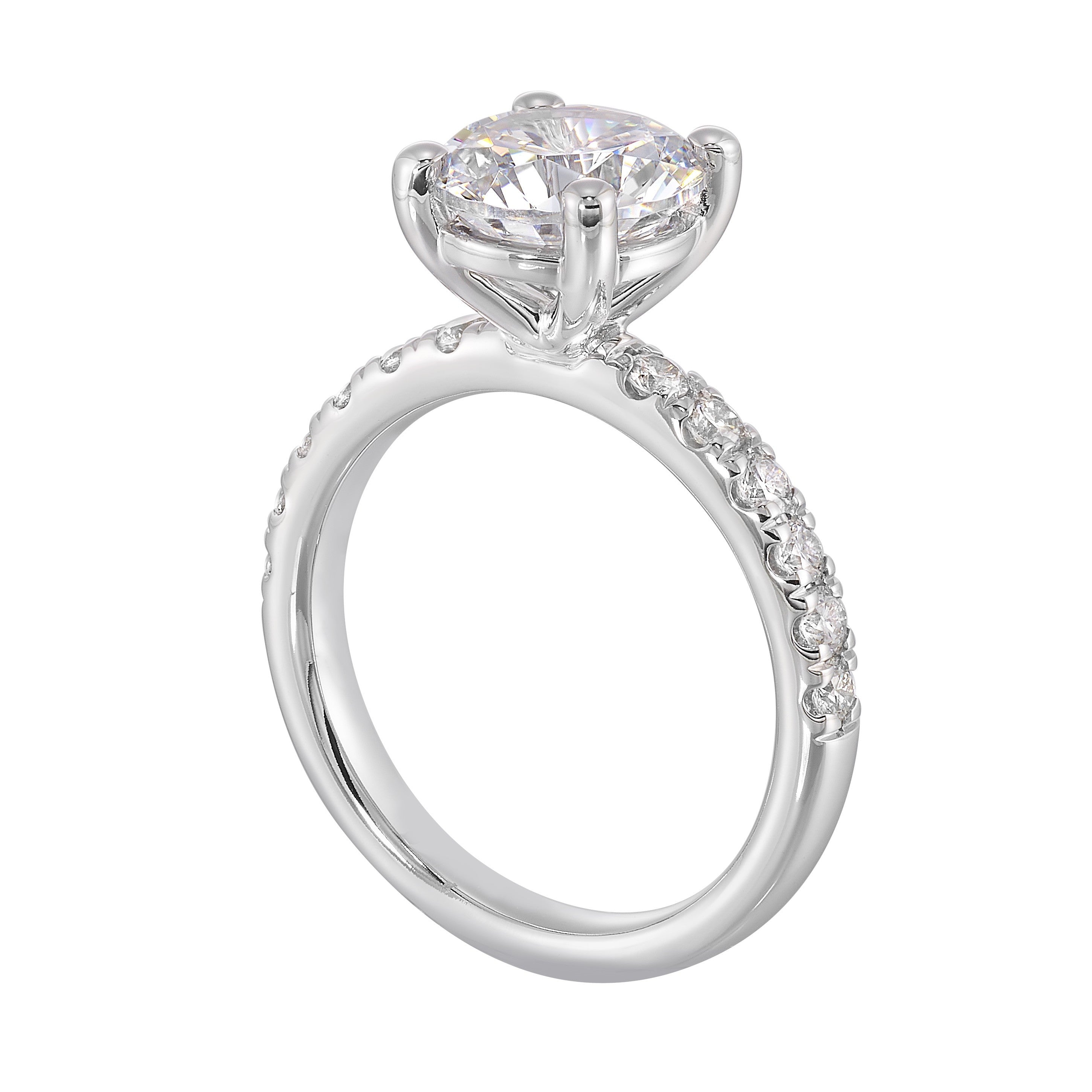 14Kt White Semi Mount 3/8Ctw For 2Ct Round Center