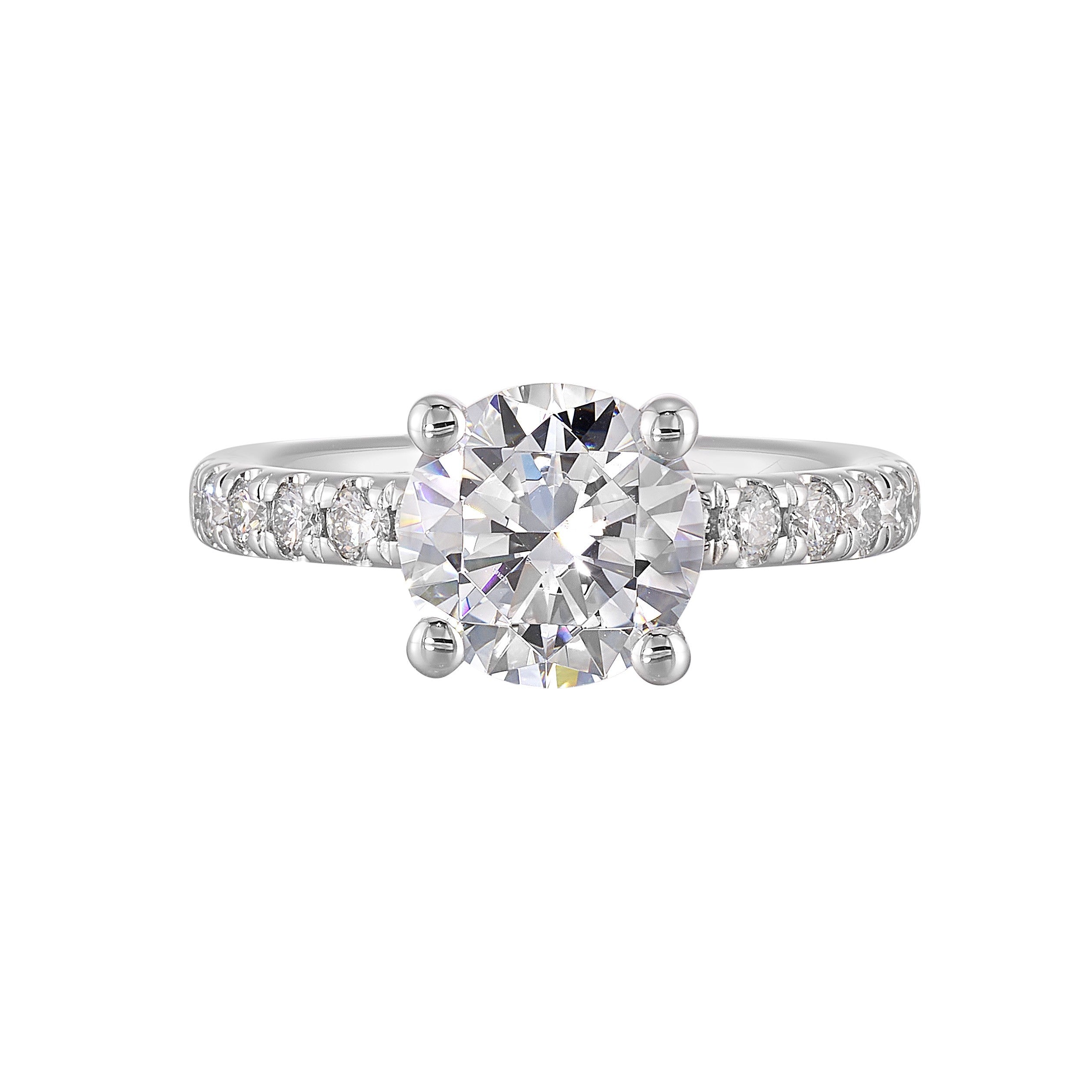 14Kt White Semi Mount 3/8Ctw For 2Ct Round Center
