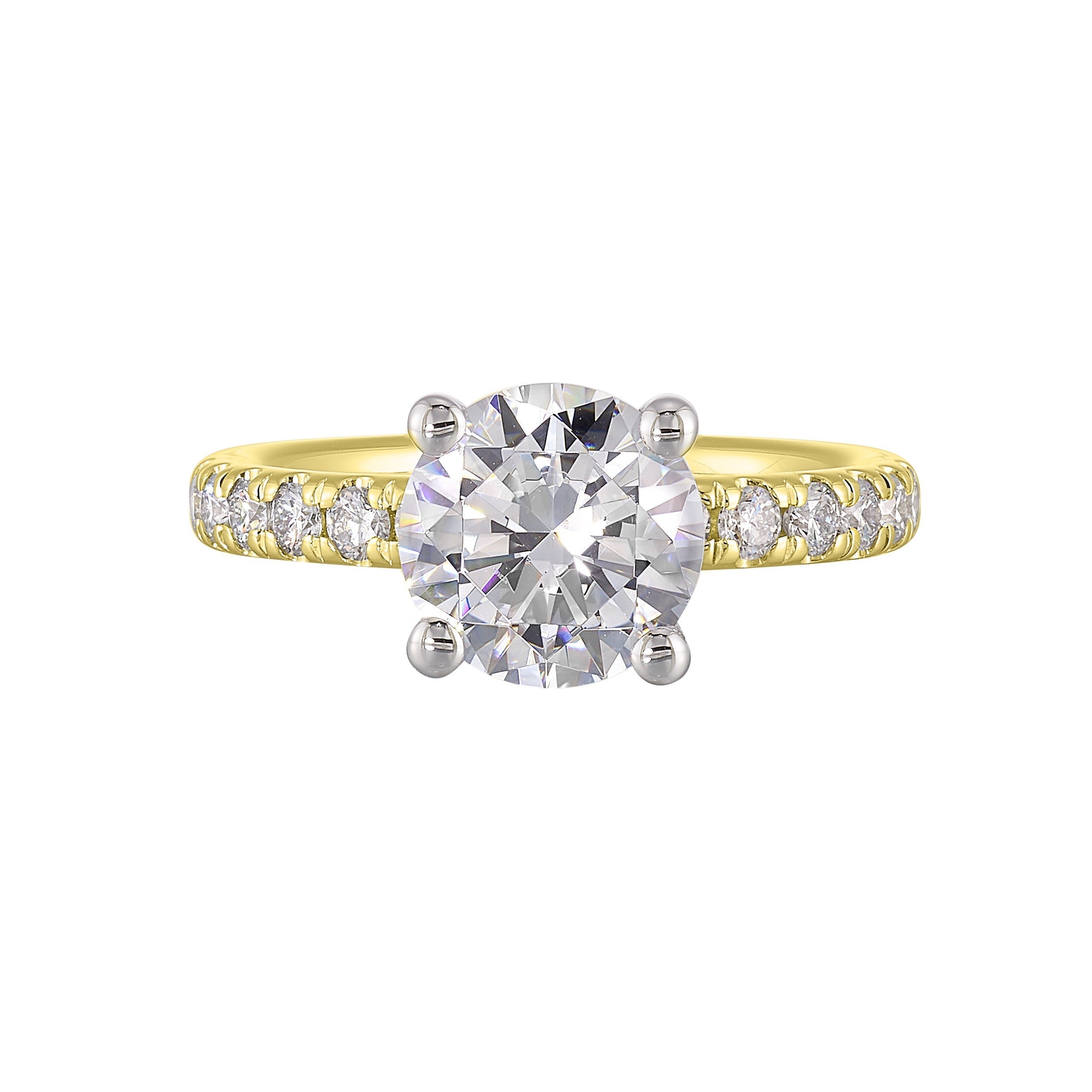 14Kt White Yellow Semi Mount 3/8Ctw For 2Ct Round Center