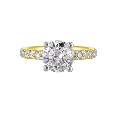 14Kt White Yellow Semi Mount 3/8Ctw For 2Ct Round Center