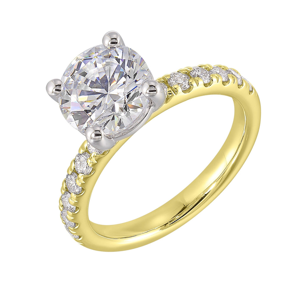14Kt White Yellow Semi Mount 3/8Ctw For 2Ct Round Center