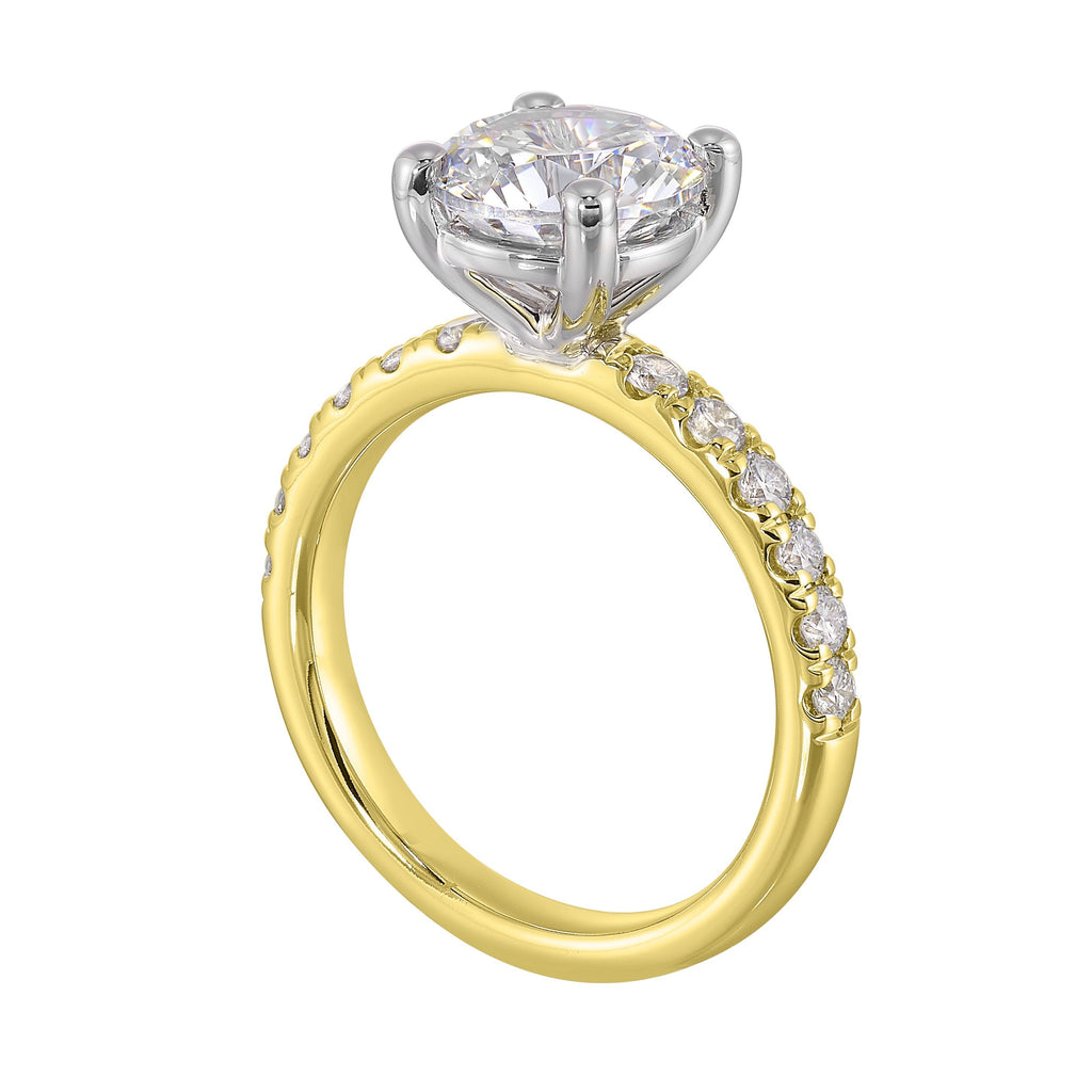 14Kt White Yellow Semi Mount 3/8Ctw For 2Ct Round Center