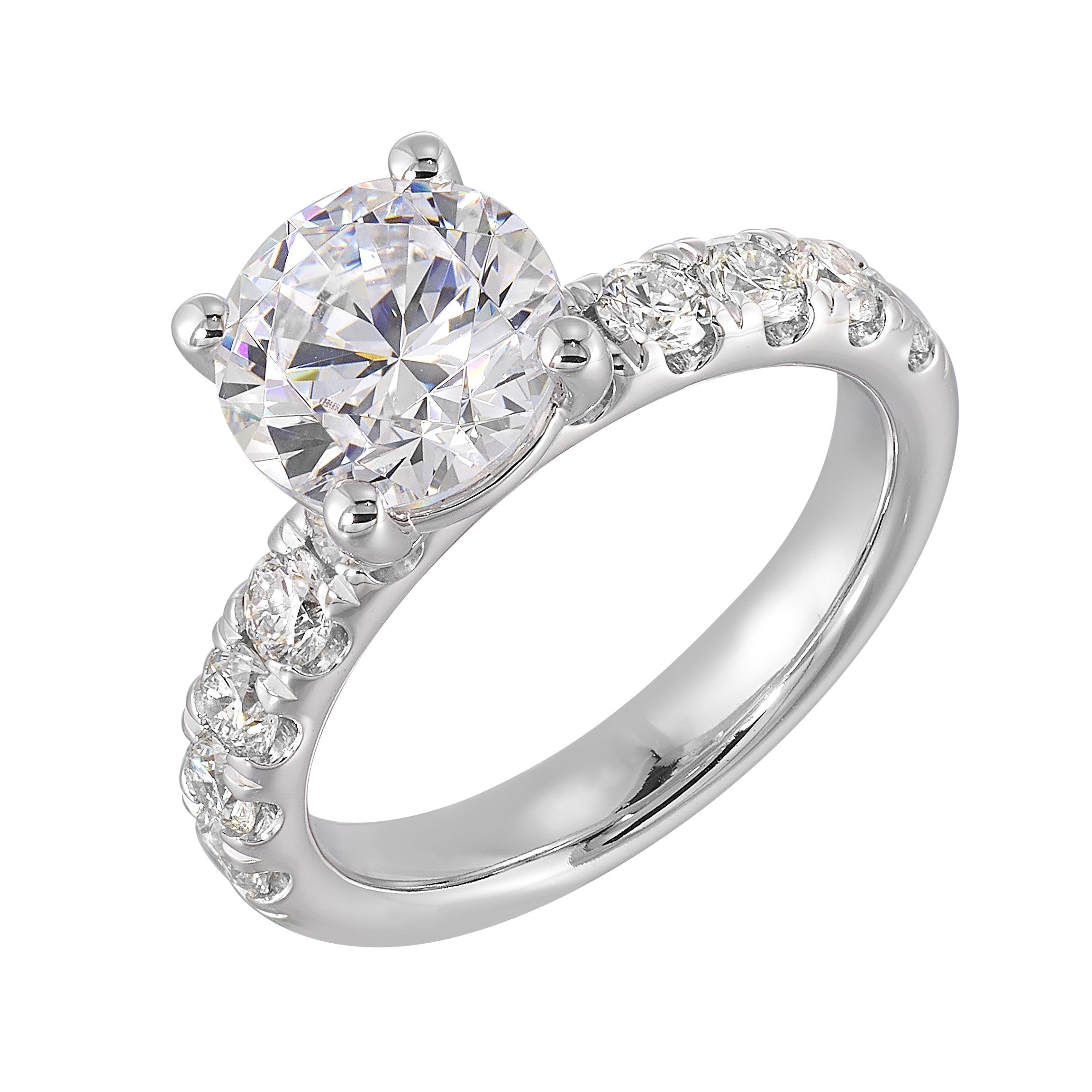 14Kt White Semi Mount 7/8Ctw For 2Ct Round Center