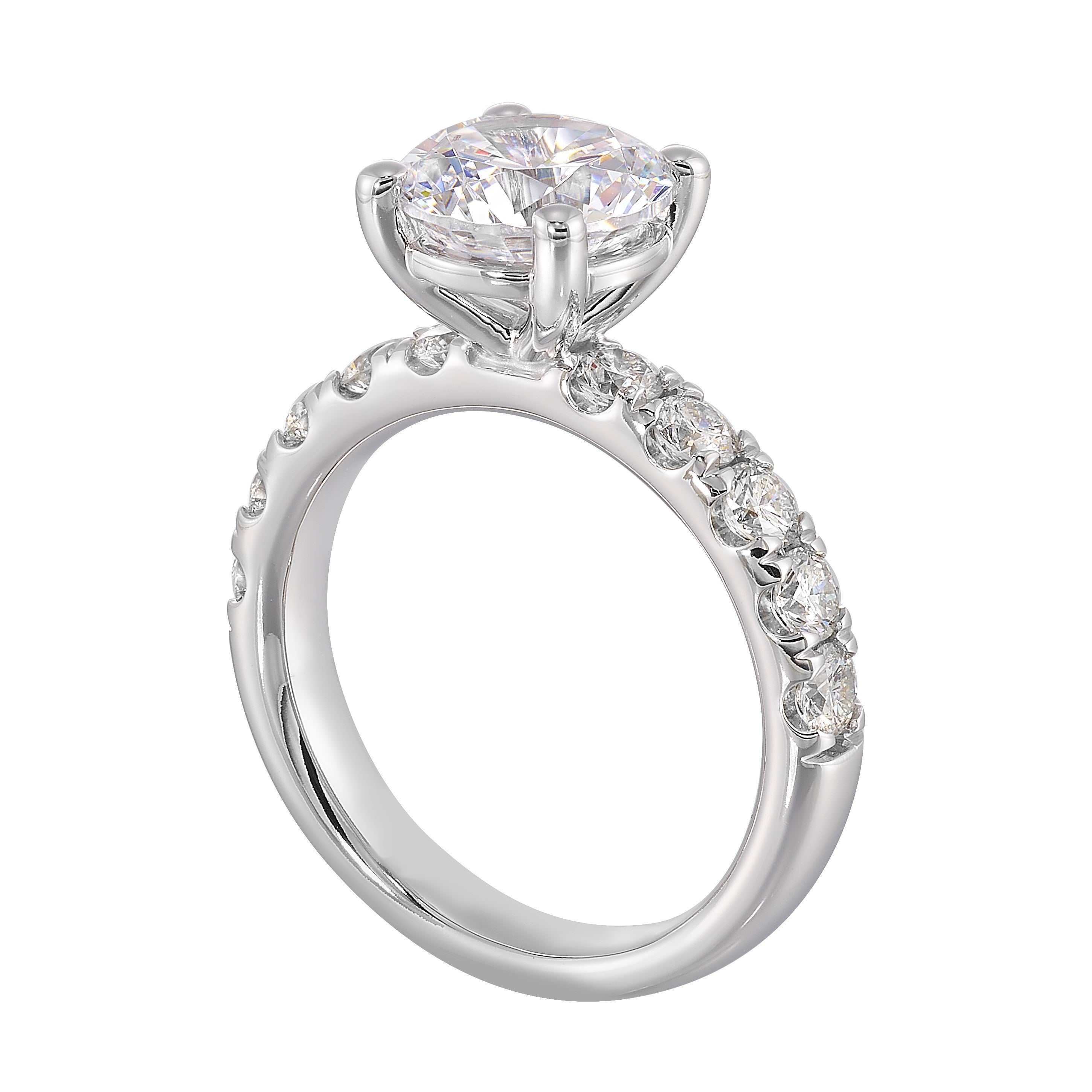 14Kt White Semi Mount 7/8Ctw For 2Ct Round Center
