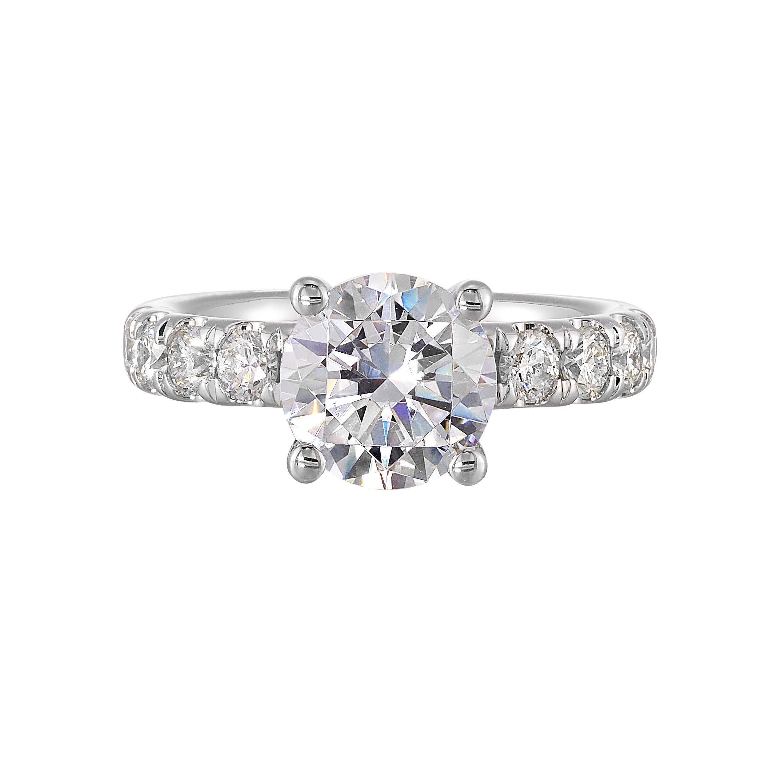 14Kt White Semi Mount 7/8Ctw For 2Ct Round Center
