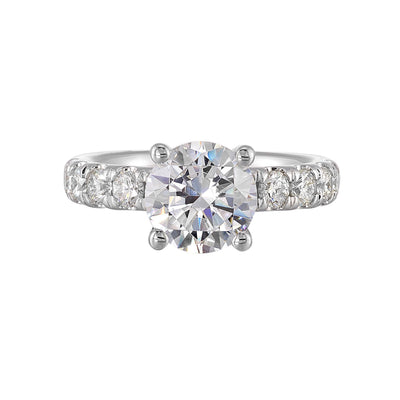 14Kt White Semi Mount 7/8Ctw For 2Ct Round Center