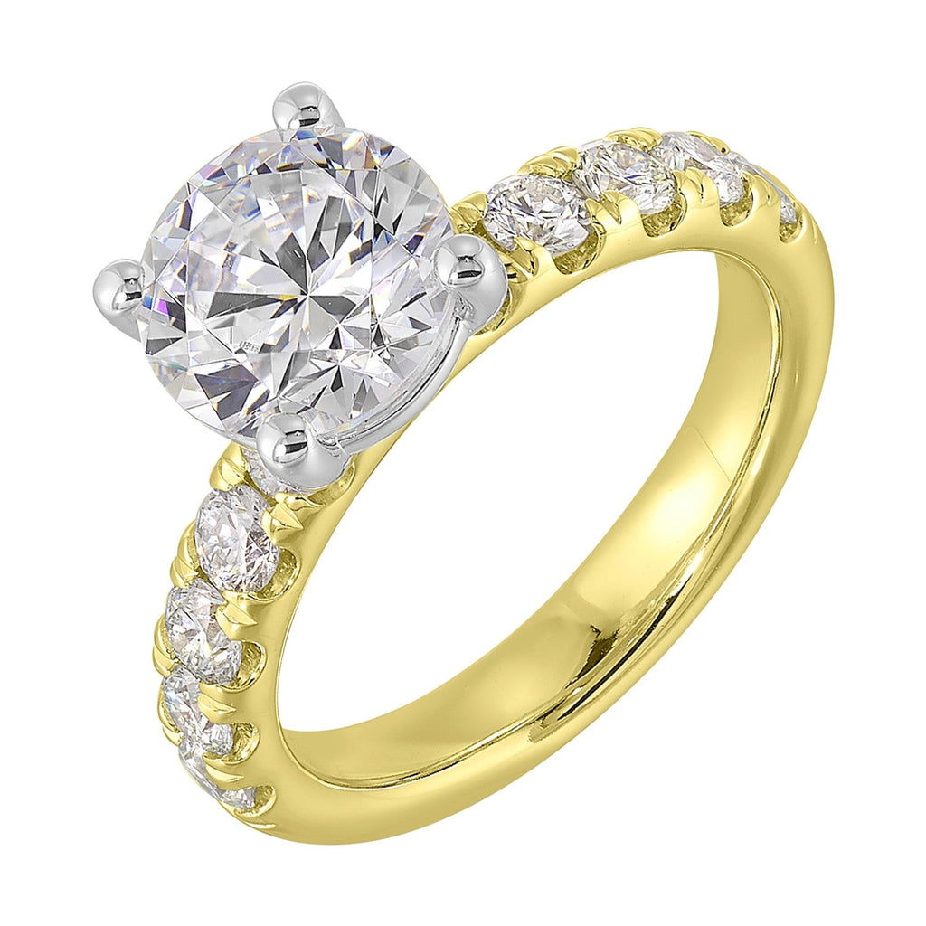 14Kt White Yellow Semi Mount 7/8Ctw For 2Ct Round Center