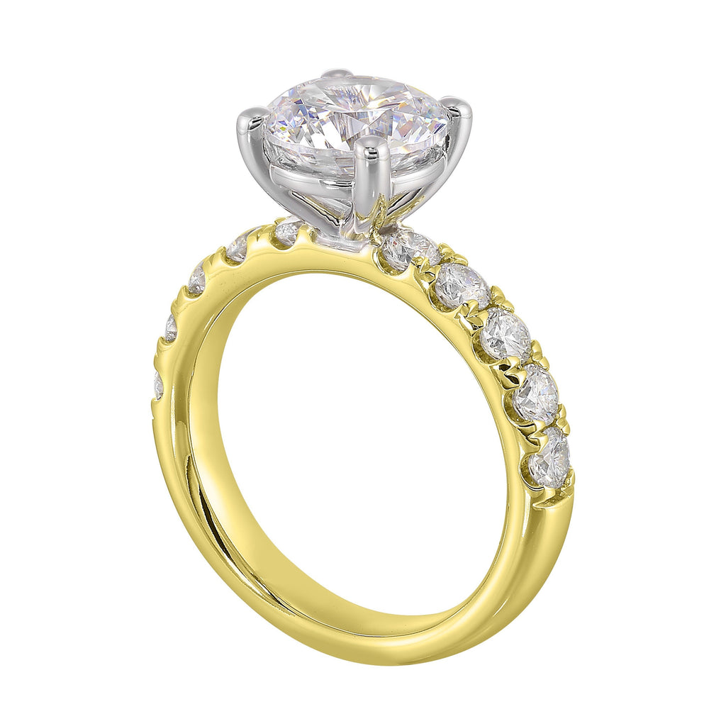 14Kt White Yellow Semi Mount 7/8Ctw For 2Ct Round Center