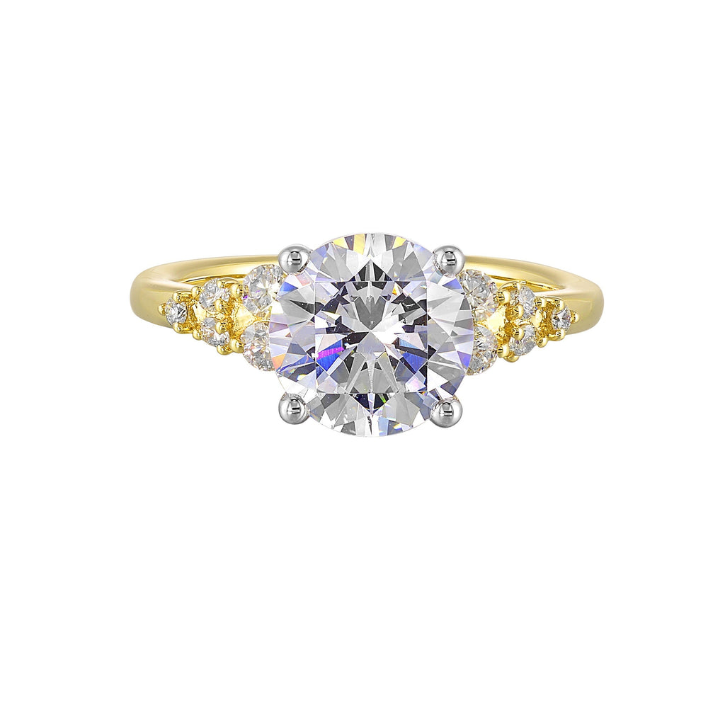 14Kt White Yellow Semi Mount 1/3Ctw For 2Ct Round Center