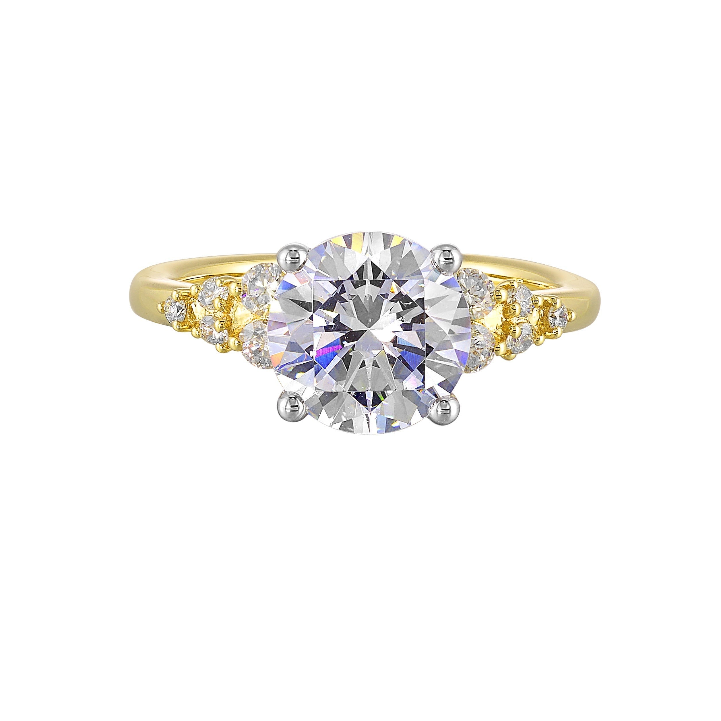 14Kt White Yellow Semi Mount 1/3Ctw For 2Ct Round Center