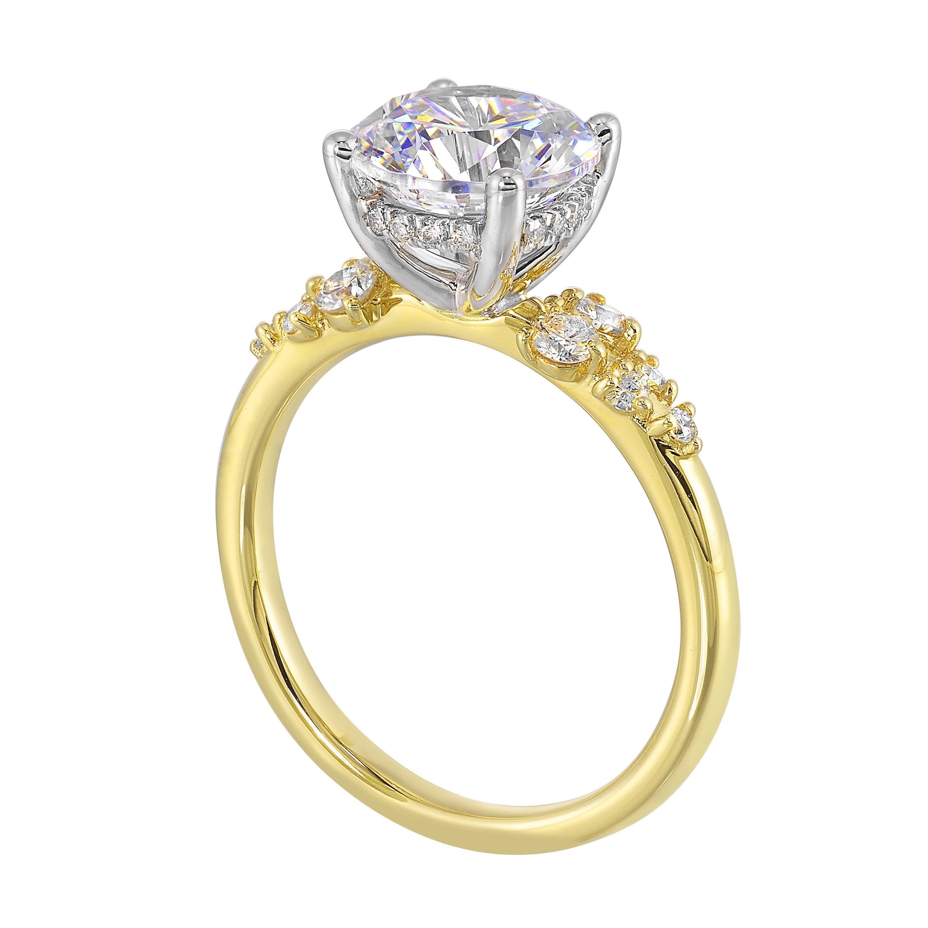 14Kt White Yellow Semi Mount 1/3Ctw For 2Ct Round Center