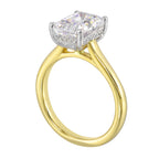 14Kt White Yellow Semi Mount 1/12Ctw For 2 1/2Ct Emerald Cut Center