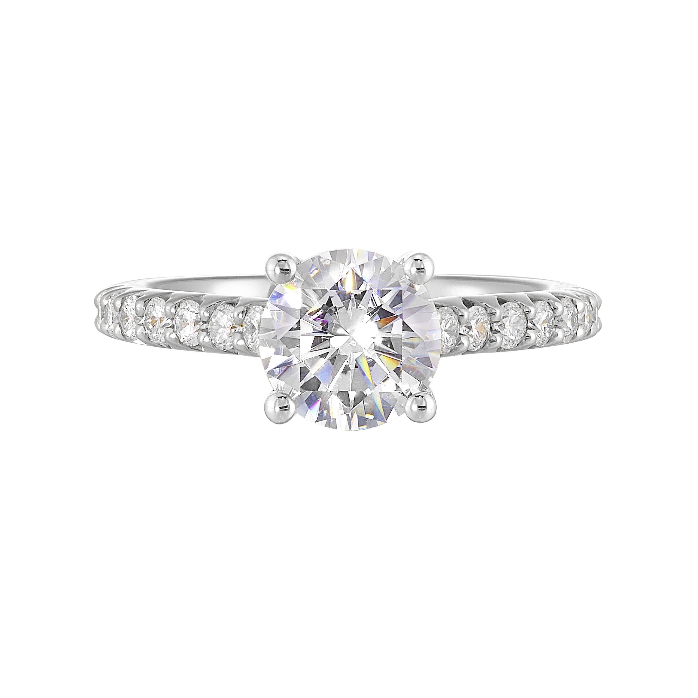 14Kt White Semi Mount 1/2Ctw For 1 1/2Ct Round Center