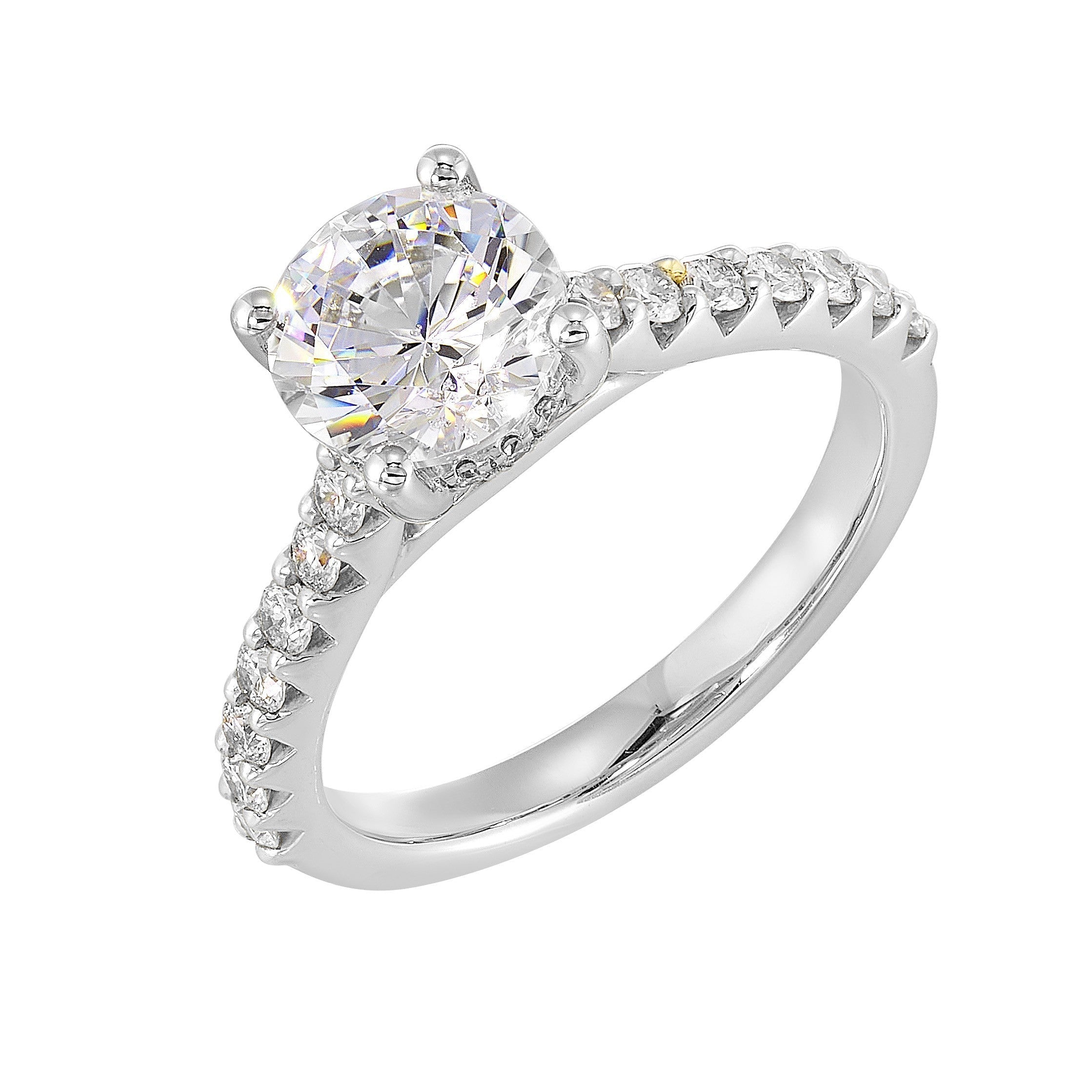 14Kt White Semi Mount 1/2Ctw For 1 1/2Ct Round Center