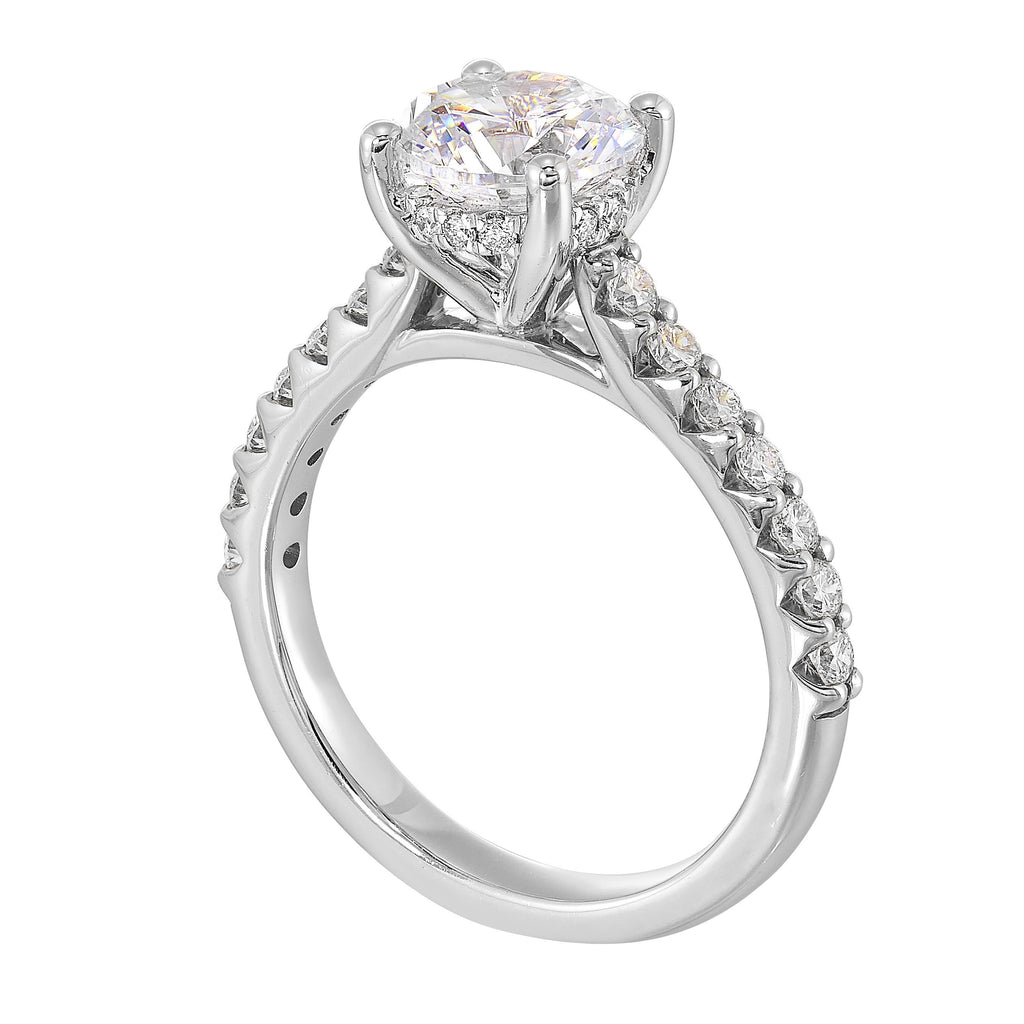 14Kt White Semi Mount 1/2Ctw For 1 1/2Ct Round Center