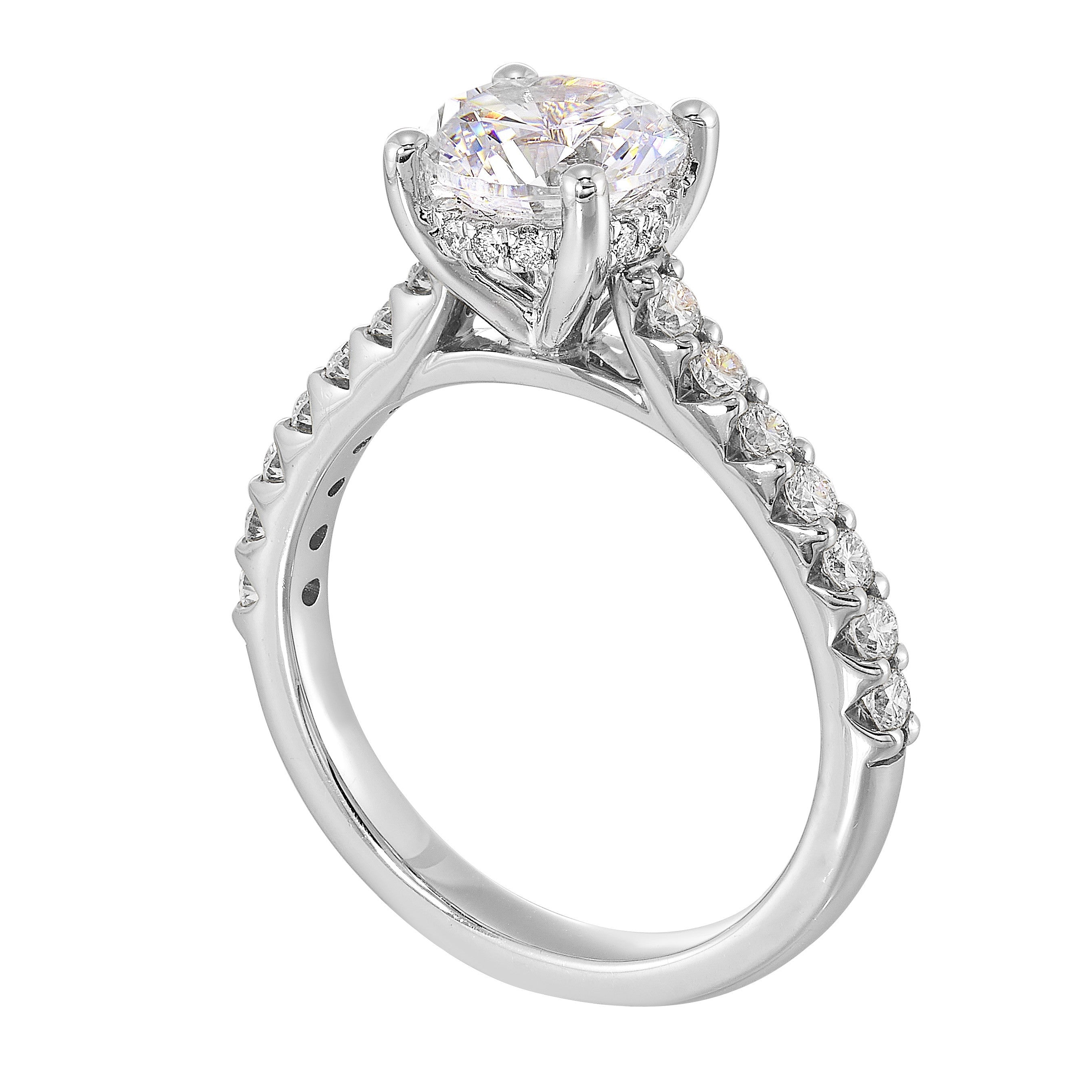 14Kt White Semi Mount 1/2Ctw For 1 1/2Ct Round Center