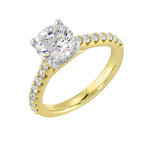 14Kt White Yellow Semi Mount 1/2Ctw For 1 1/2Ct Round Center