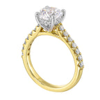 14Kt White Yellow Semi Mount 1/2Ctw For 1 1/2Ct Round Center