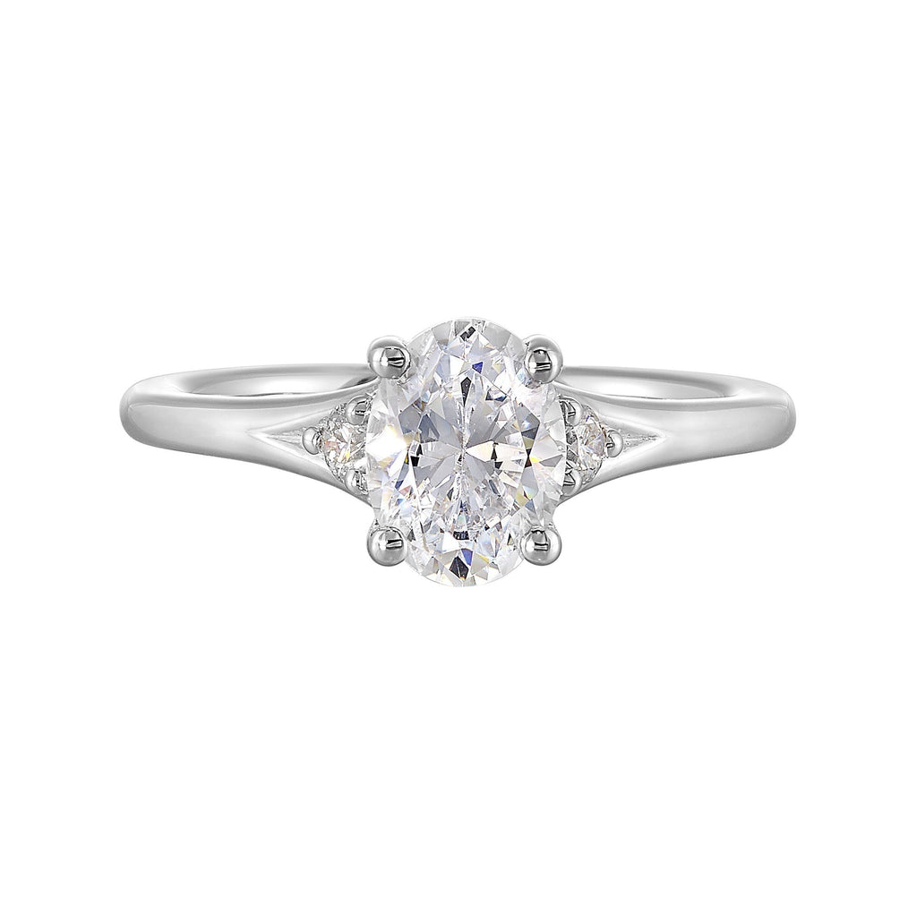14Kt White Semi Mount 1/10Ctw For 1Ct Oval Center