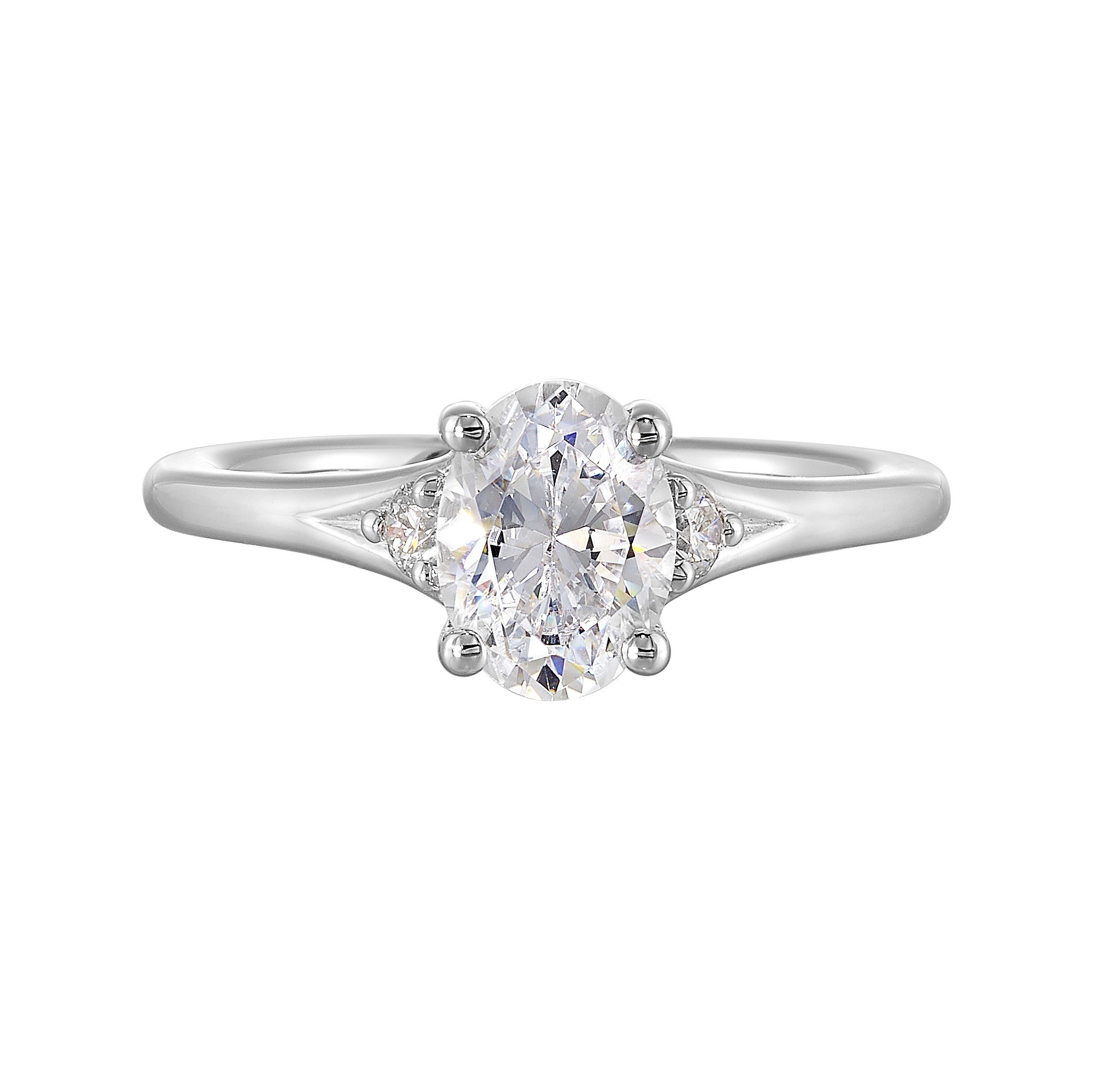 14Kt White Semi Mount 1/10Ctw For 1Ct Oval Center