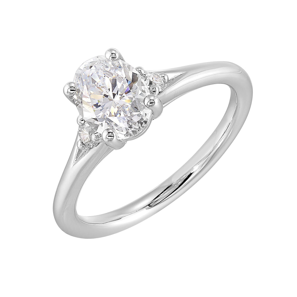 14Kt White Semi Mount 1/10Ctw For 1Ct Oval Center